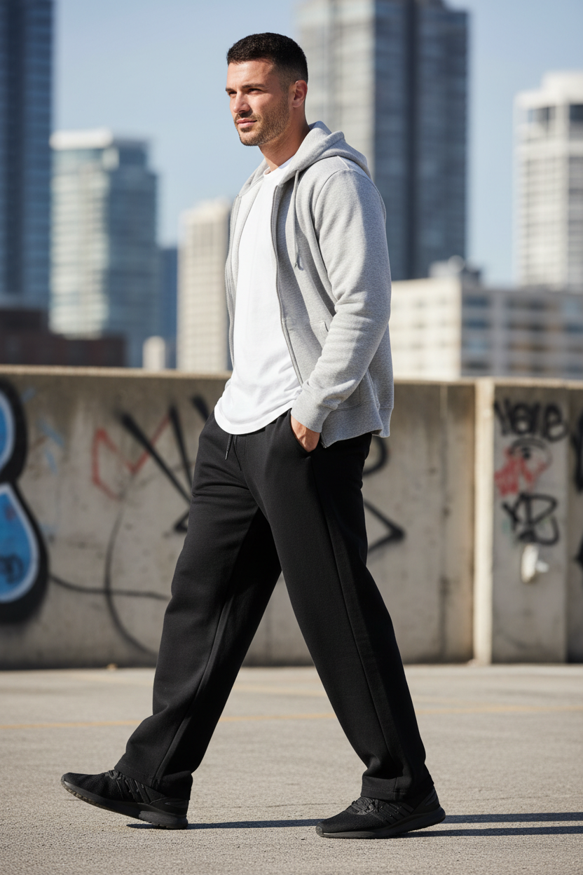 Black Sweatpants – Male Side Angle