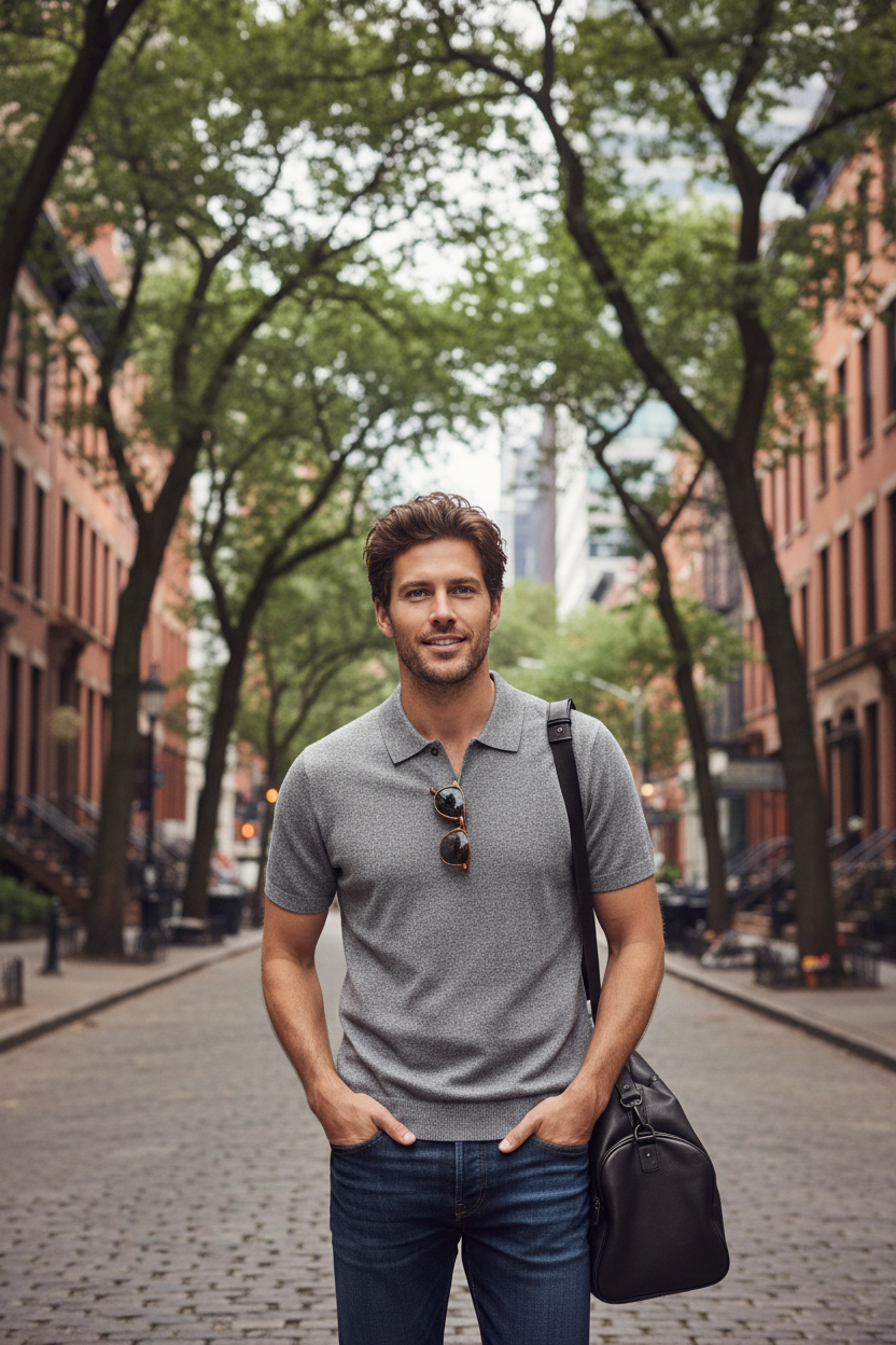 Grey Melange Polo – Lifestyle