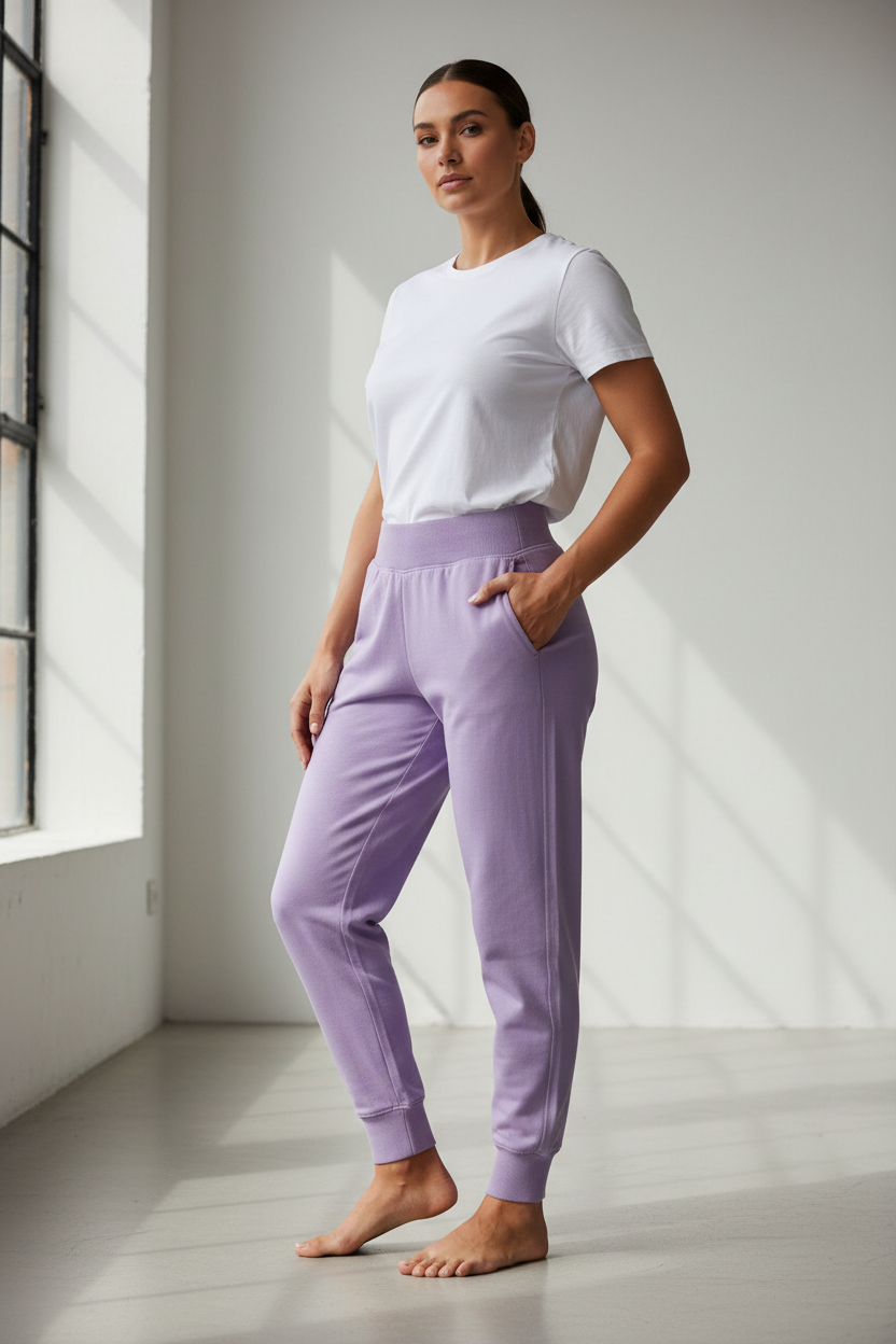 Lavender Joggers Model Shoot