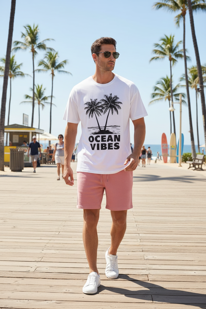 Men's Terry Shorts – Flamingo Variation 2