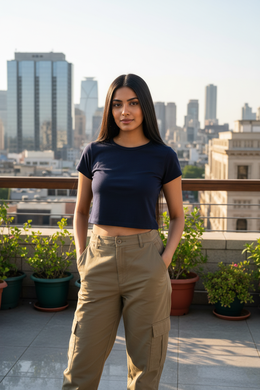 Navy Crop Top - Outdoor