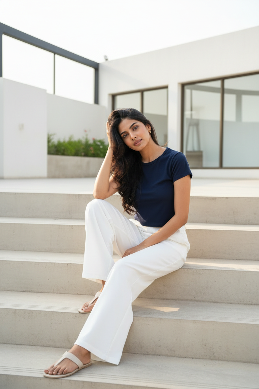 Navy Crop Top – Steps Sit