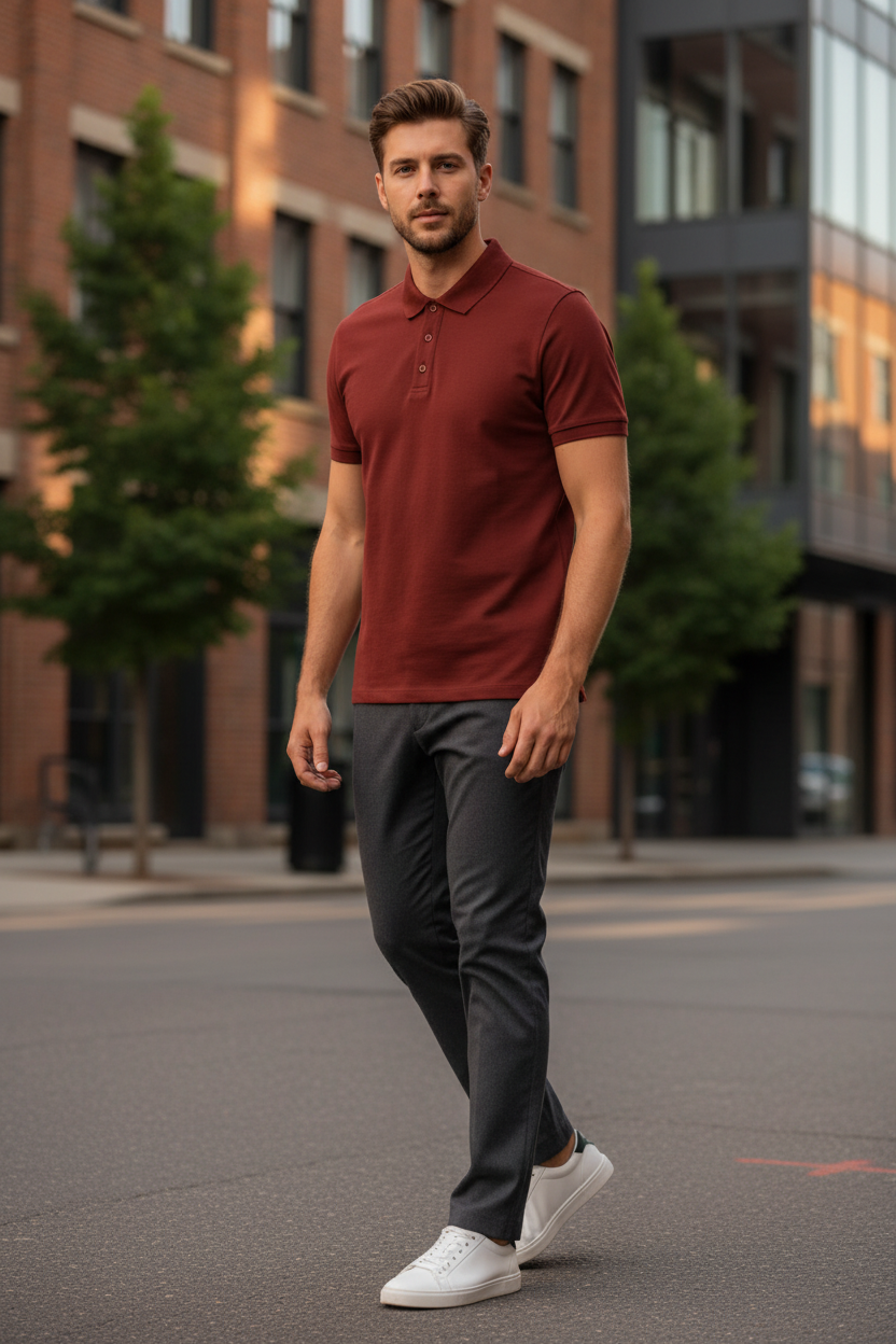 Rust Red Polo Model Shoot